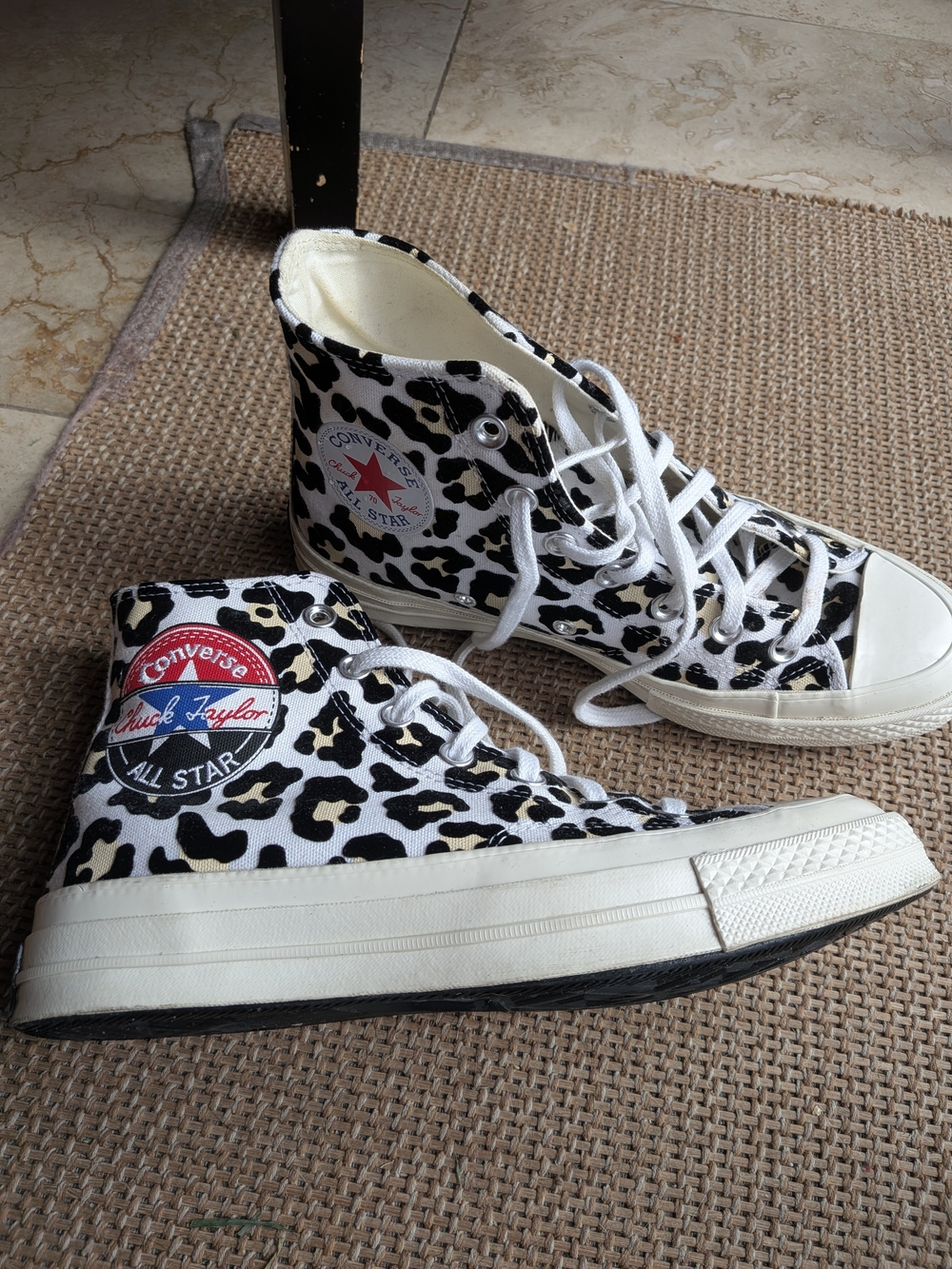 Converse Chuck Taylor All Star High Top Sneakers - White Black Leopard